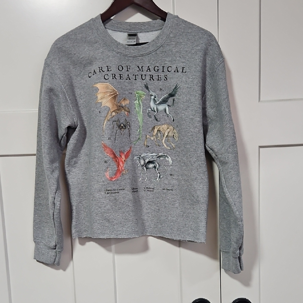 Harry Potter Care of Magical Creatures Raw Hem Sweatshirt Women's Small
